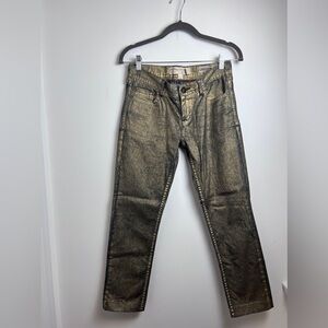 Converse John Varvatos Women's Chuckin Skinny Metallic Gold Jeans Size 26